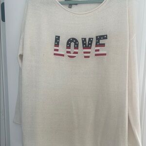 Cream Sweater with 'LOVE' Graphic